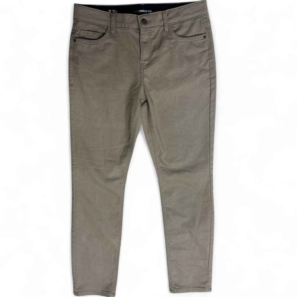 Liz Claiborne Jeans Womens Sara Slim Leg Mid Rise Pants, Taupe, Women's Size 10 - Picture 2 of 8